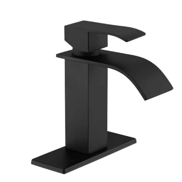 Single Handle Deck Mount Bathroom Single Hole Faucet in Matte Black for Bathroom Vanity Faucet