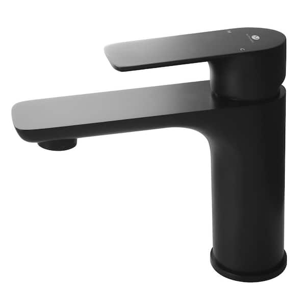 Mondawe Modern Brass Single Handle Single Hole Bathroom Faucet Sink Faucet Bathroom Faucet in Black