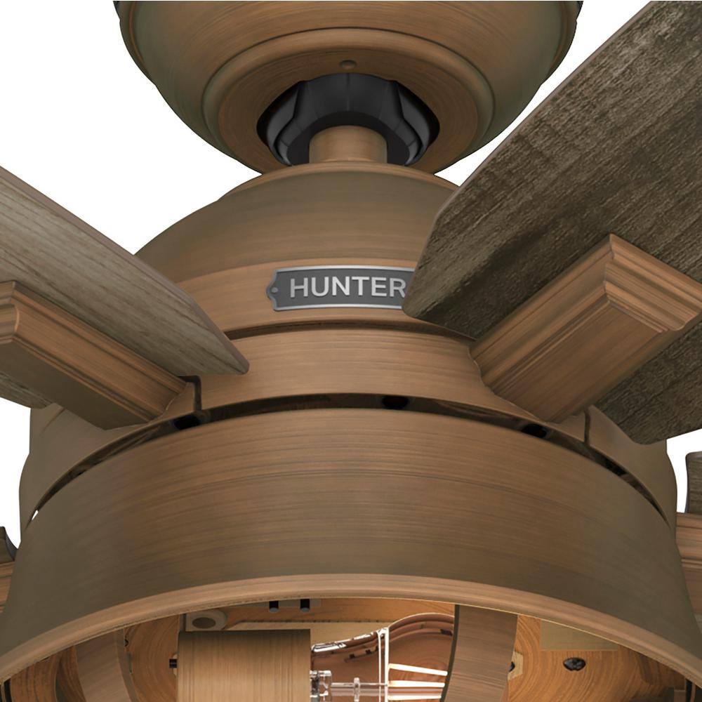 Hampshire 52" Weathered Copper Ceiling Fan with Grey Pine Blades and LED