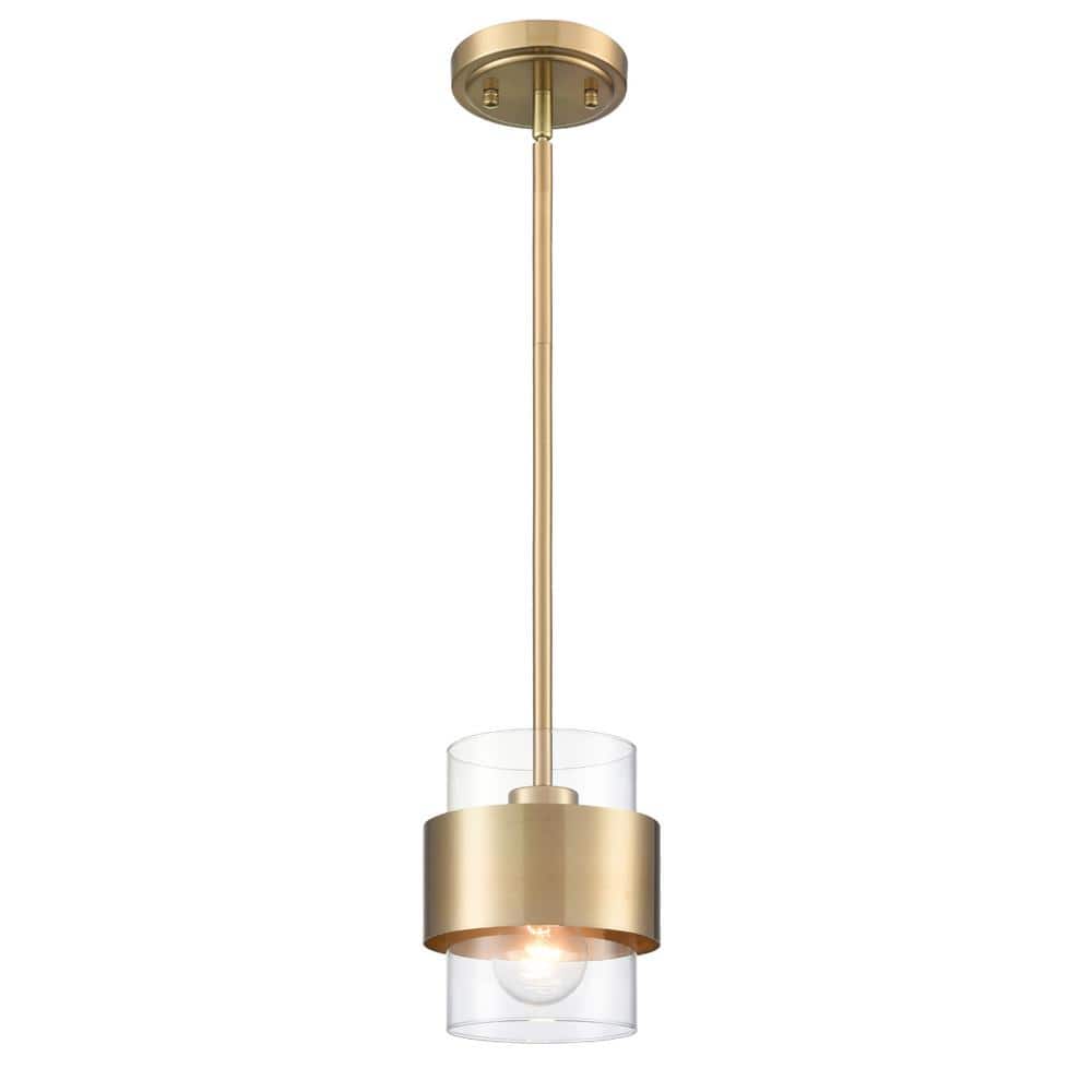 60-Watt 1-Light Gold Finished Shaded Pendant-Light with Clear Glass Shade and No Bulbs Included price history on PriceWatchPro