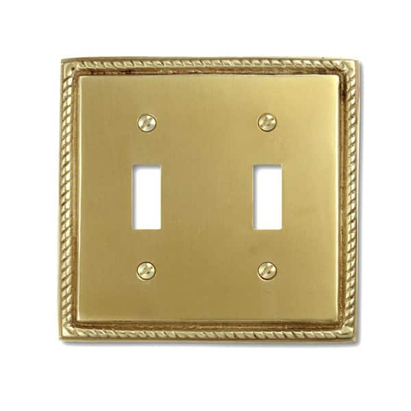 AMERELLE Brass 2-Gang Toggle Wall Plate