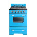 Classic Retro 24 in. 2.9 cu. ft. Retro Gas Range with Convection Oven in Robin Egg Blue
