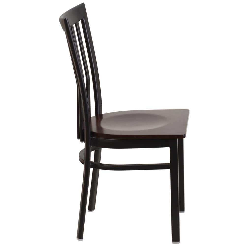 Elegant Black Steel and Walnut Wood Slat Side Chair