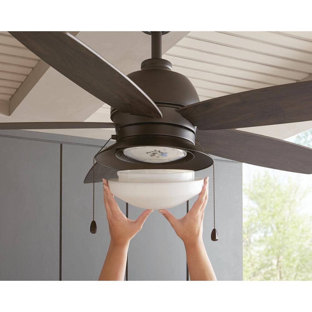 52-inch Bronze Ceiling Fan with Weathered Wood Blades and LED Light