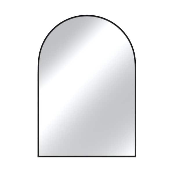 26 in. W x 38 in. H Arch Framed Beveled Wall Bathroom Vanity Mirror in Matte Black