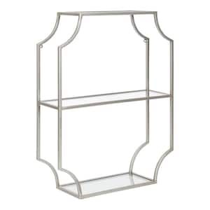 Ciel 6 in. x 18 in. x 24 in. Silver Metal Floating Decorative Wall Shelf Without Cubbies With Brackets