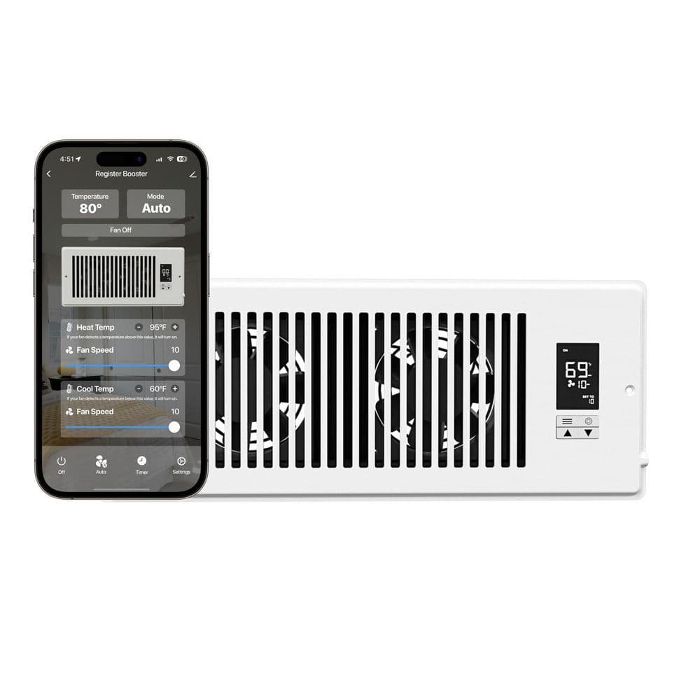 151 CFM 4 in. x 12 in. Register Booster Fan with Automatic Thermostatand App Control price history on PriceWatchPro