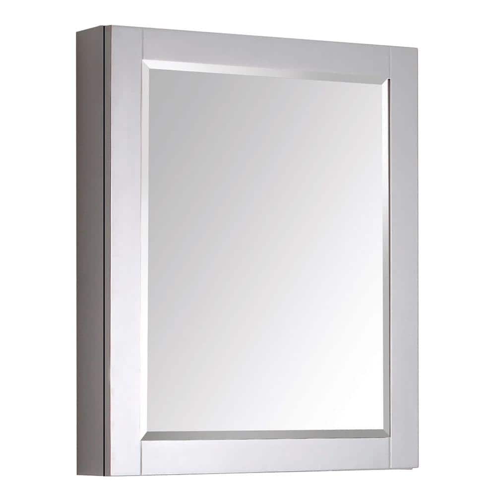 Contemporary Chilled Gray 24"x30" Poplar Wood Mirror Cabinet