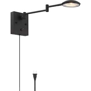 1- Light LED Black Plug-In Swing Arm Wall Lamp with 72 in. Cord