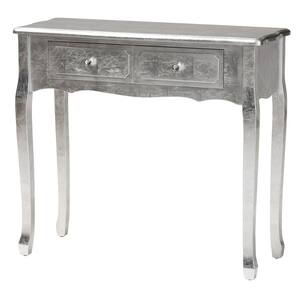 Newton 35.4 in. Silver Rectangle Wood Top Console Table