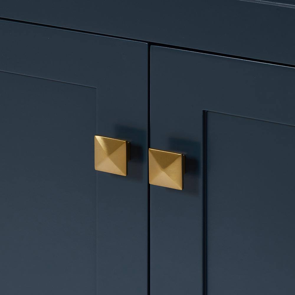 Midnight Blue 60" Freestanding Wood Vanity Cabinet with Gold Hardware