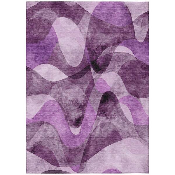 Purple 8 ft. x 10 ft. Woven Abstract Polyester Rectangle Indoor / Outdoor Area Rug