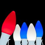 OptiCore 74 ft. 75-Light LED Red White and Blue Smooth/Opaque C7 String Light Set