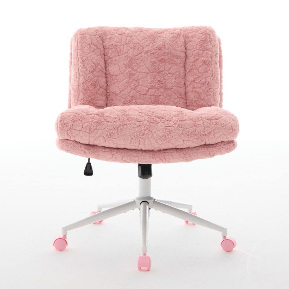 【限定割引中！！】if  swivel chair【新品・未使用】 Faux Fur Fabric Adjustable Height Ergonomic Office Chair in Pink