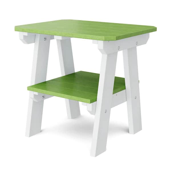 Heritage Lime Green and White HDPE Plastic Outdoor Side Table