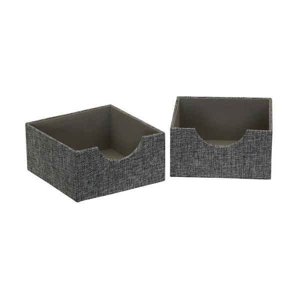 HOUSEHOLD ESSENTIALS Graphite Linen Square 6 in. Hard-Sided Trays (2-Piece)