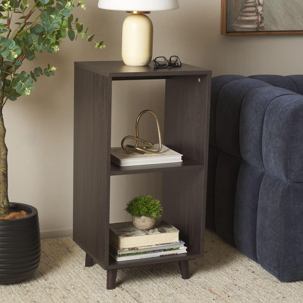 Yona 14 in. Black Wood End Table with 2 shelf price history on PriceWatchPro