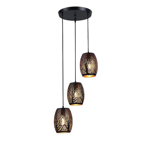 JC TOPA Classic Loft 3-Light Painted Black Pendant Light