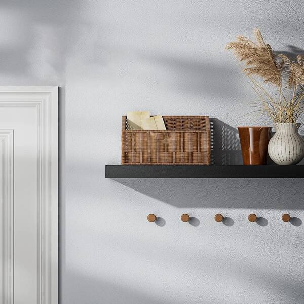 23.6 in. W x 9 in. D Black Floating Decorative Wall Shelf Set of 2