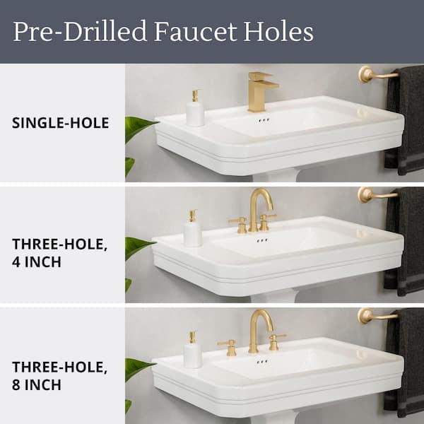 DreamLine Aqua 32 in. L x 22 in. W Pedestal Bathroom Sink Base in