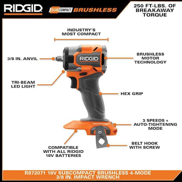 RIDGID 18V SubCompact Brushless Cordless 2 Tool Combo Kit with