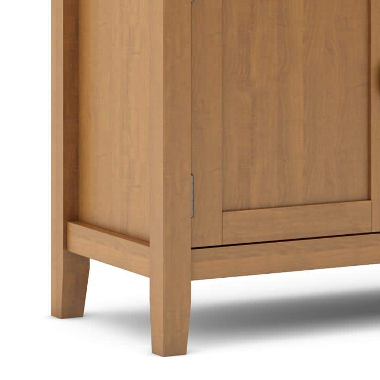 Light Golden Brown Solid Wood TV Media Stand with Cabinet