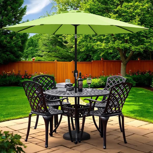 9 ft. Steel 8-Rid Market Crank and Tilt Patio Umbrella in Lime Green