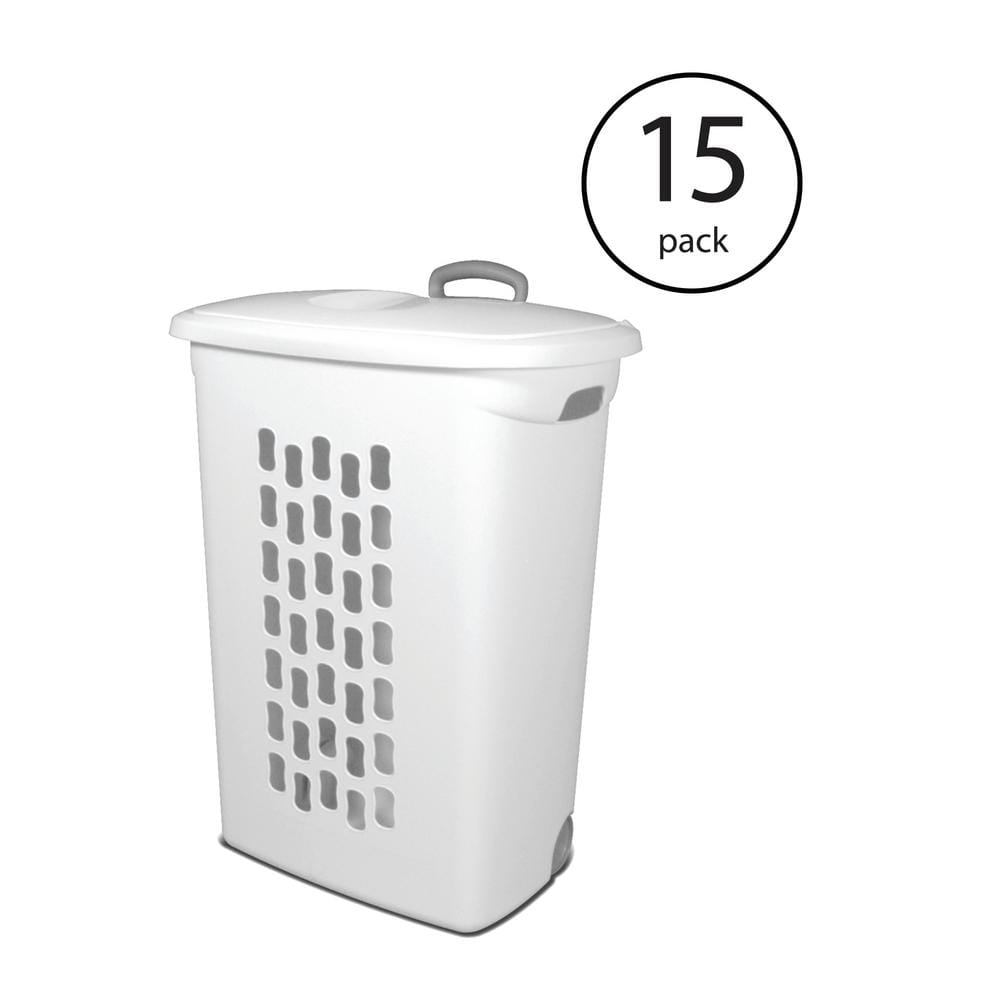 Sterilite White Laundry Hamper With Lift-Top, Wheels, And Pull Handle (6  Pack) 6 x 12228003 - The Home Depot