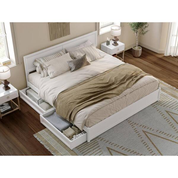 AFI Lylah White Solid Wood Frame King Platform Bed with AFI Lylah White Solid Wood Frame King Platform Bed with
