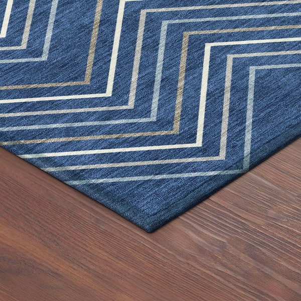 Chantille Machine Washable Indoor/Outdoor Abstract ACN2391 Navy 3 ft. x 4 ft. Area Rug