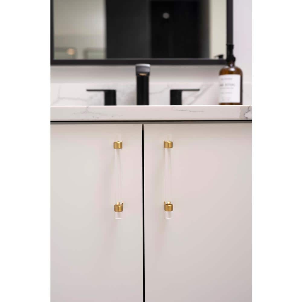 Golden Brass and Acrylic Modern Cabinet Bar Pull