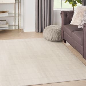 Serenity Home Ivory Cream 4 ft. x 6 ft. Linear Contemporary Area Rug