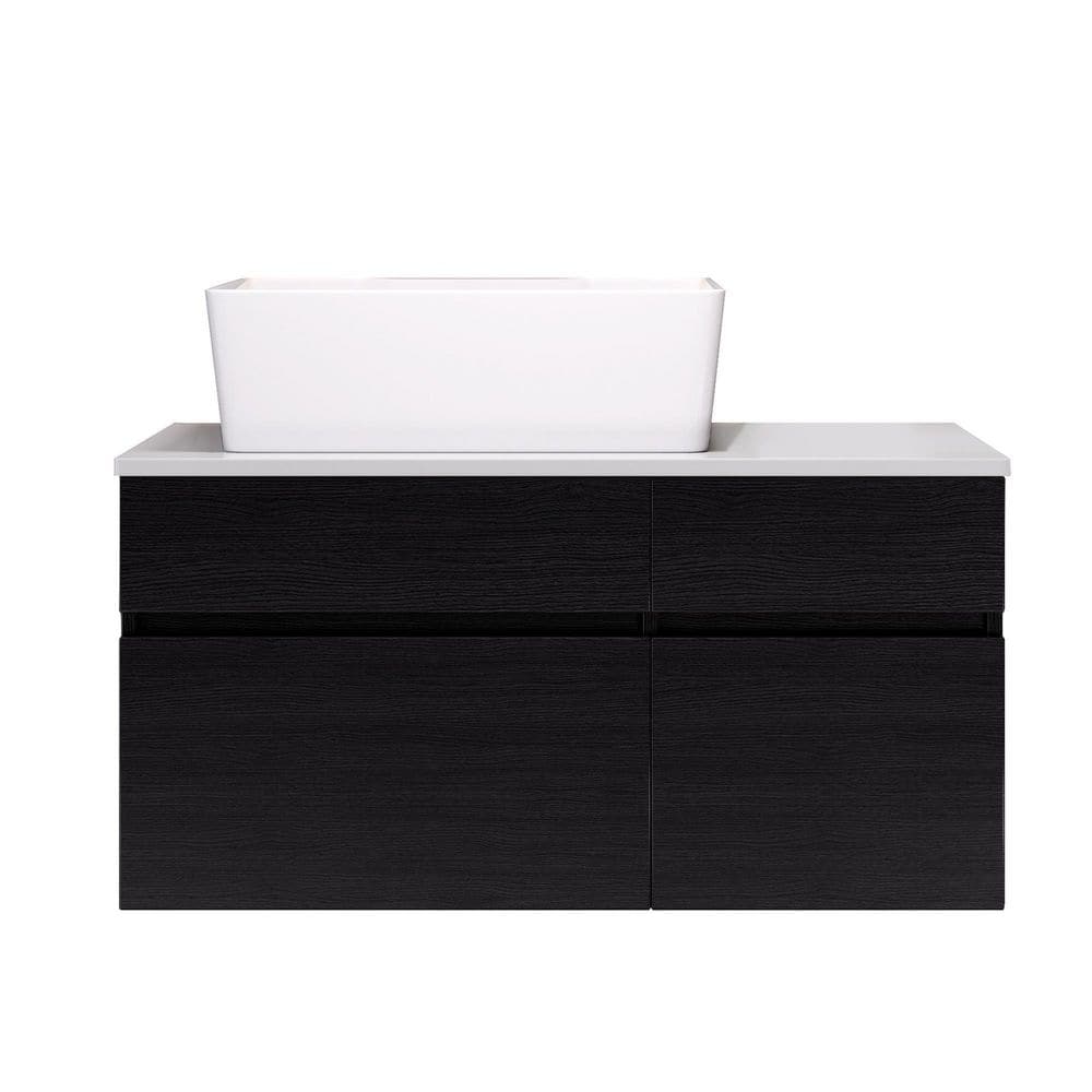 31.5 in Single Sink Floating Wall Mount Bath Vanity Black Cabinet with White Ceramic Top price history on PriceWatchPro