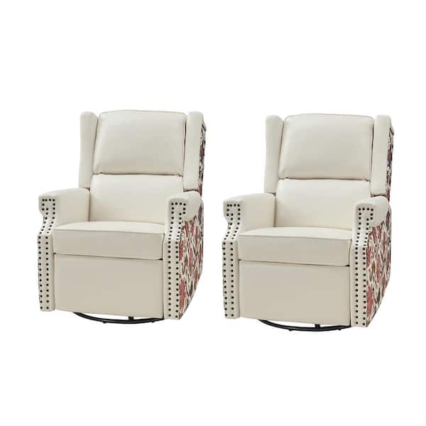 JAYDEN CREATION Pedro White Transitional Ergonomic Swivel Rocker Recliner (Set of 2)