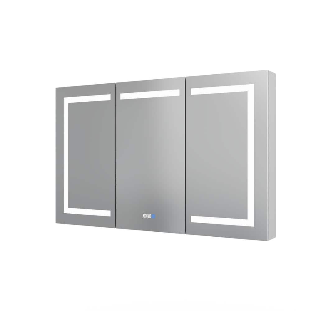 48 in. W x 30 in. H Rectangular Sliver Aluminum Medicine Cabinet with Mirro