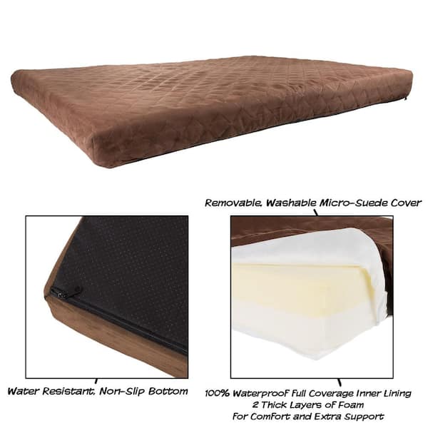 Pet Trex Large Brown Waterproof Memory Foam Indoor/Outdoor Pet Bed with  Water Resistant Nonslip Bottom and Washable Cover 892582NDQ - The Home Depot