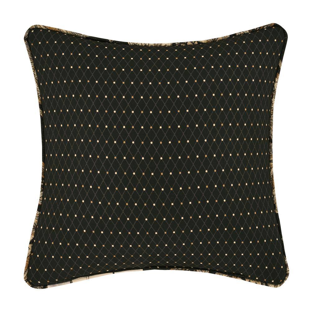 Montecito Black and Beige Floral Square Throw Pillow
