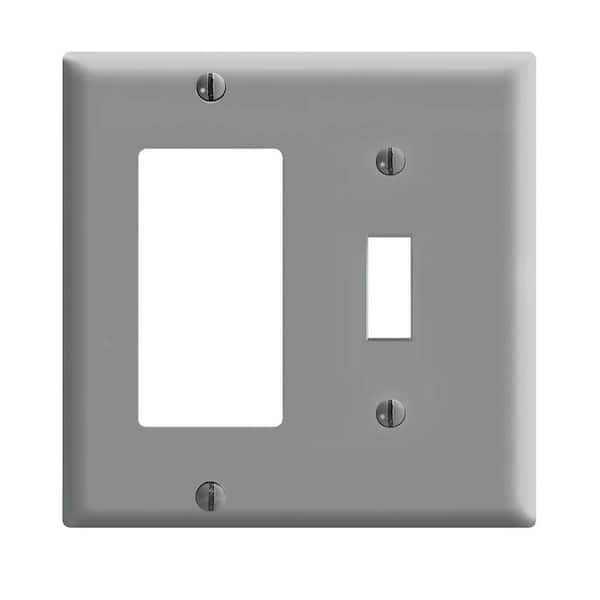 Leviton Gray 2-Gang 1-Toggle/1-Decorator/Rocker Wall Plate (1-Pack)