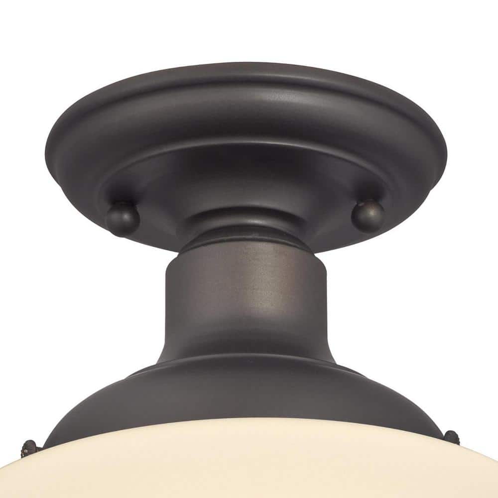 Vintage Schoolhouse Bronze Globe Semi-Flush Ceiling Light