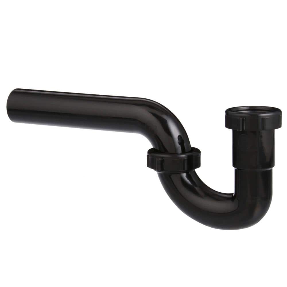 1-1/2 inch Black PVC P-Trap with Threaded Adapter