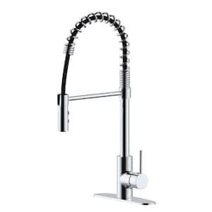 Lincoln Single-Handle Pull Down Sprayer Kitchen Faucet Spring Neck in Chrome
