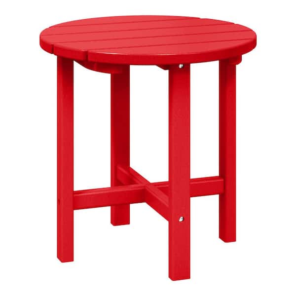 WESTIN OUTDOOR Mason 18 in. Red Poly Plastic Fade Resistant Outdoor Patio Round Adirondack Side Table