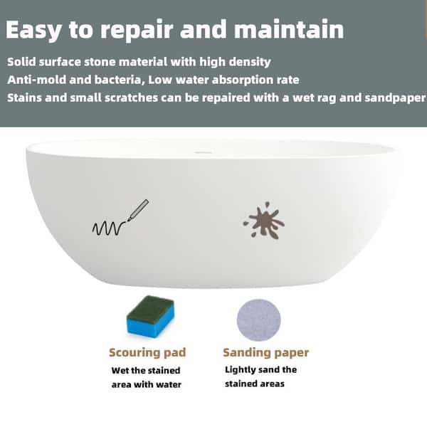 69 in. Stone Resin Flatbottom Solid Surface Freestanding Double Slipper Soaking Bathtub in White with Brass Drain 69 in. Stone Resin Flatbottom Solid Surface Freestanding Double Slipper Soaking Bathtub in White with Brass Drain