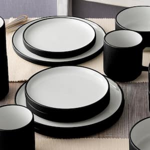 Colortex Stone Black 7.5 in. Porcelain Salad Plates, (Set of 4)