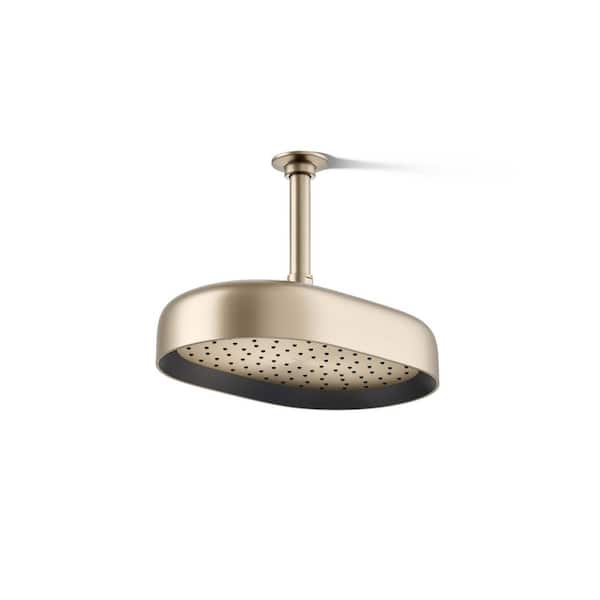 KOHLER Statement Oblong 1-Spray Patterns 2.5 GPM 12 in. Ceiling Mount Rainhead Fixed Shower Head in Vibrant Brushed Bronze