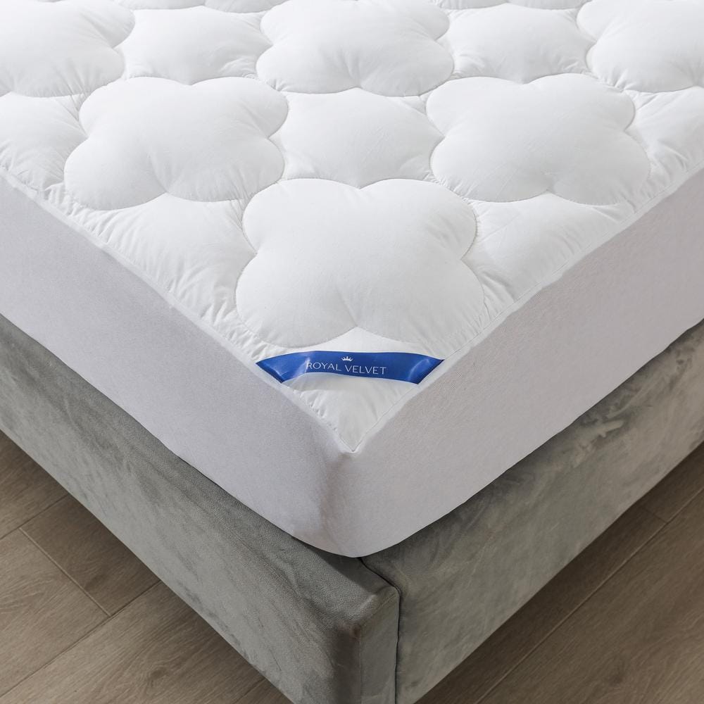 Twin White Down Featherbed Mattress Pad with Cotton Cover