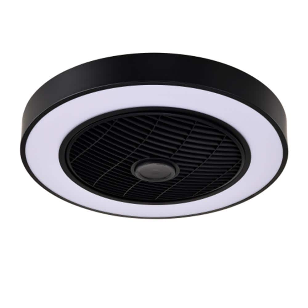 20 in. Indoor Black Low Profile Ceiling Fan with Bright White Integrated LE