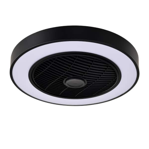 20 in. Indoor Black Low Profile Ceiling Fan with Bright White Integrated LED, Remote Control and Reversible Blades