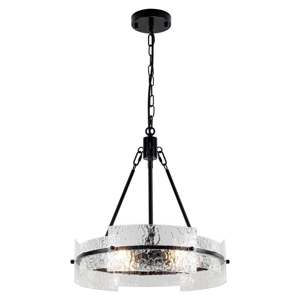 4-Light Black Luxury Drum Chandelier with Clear Glass Shade Height Adjustable Pendant Light for Dining Room price history on PriceWatchPro