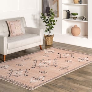 Evalyn Machine Washable Southwestern Motif Pink 3 ft. x 5 ft. Accent Rug